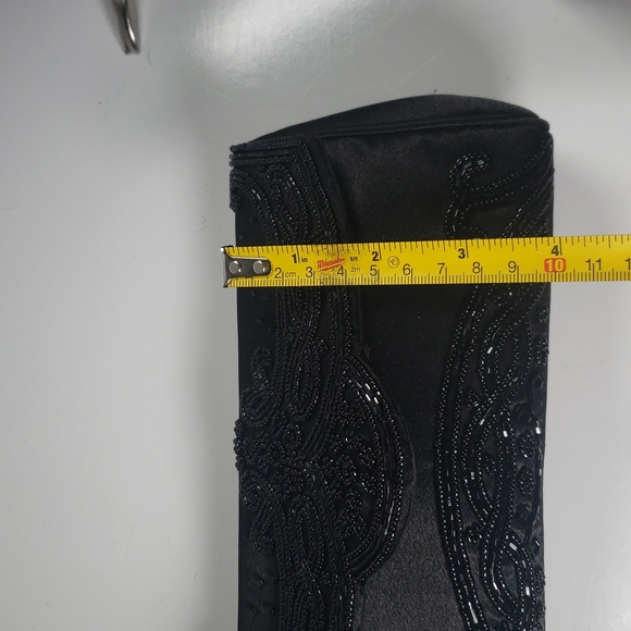 Little Black Purse KATE LANDRY Beaded Evening Clutch Crossbody Rope Strap - Picture 9 of 9